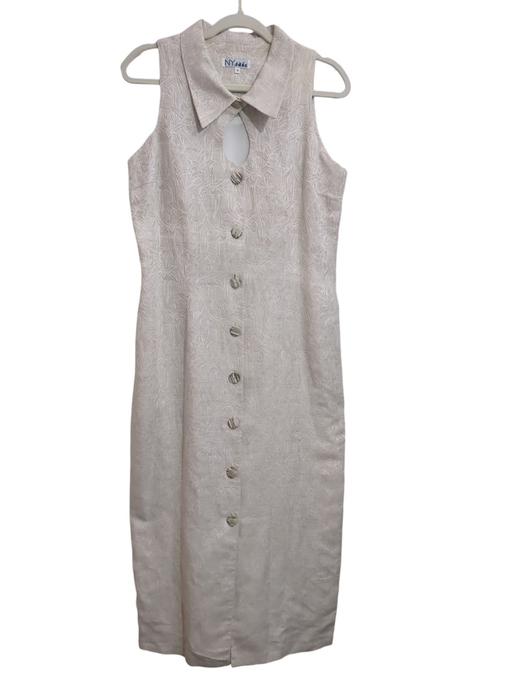 NY Collection Cream Sleeveless Button-Front Midi Dress